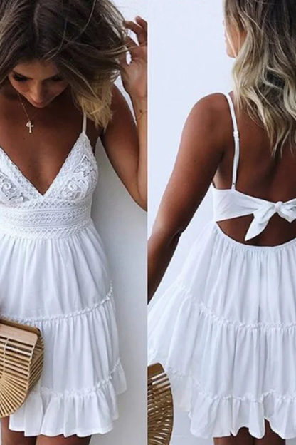 Rowen | Lace Open Back Mini Dress