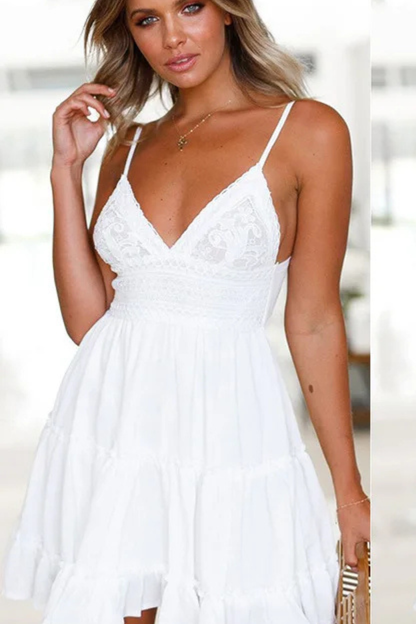 Rowen | Lace Open Back Mini Dress