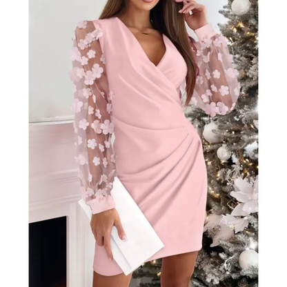 Linnet | Sheer Floral Sleeve Cocktail Dress