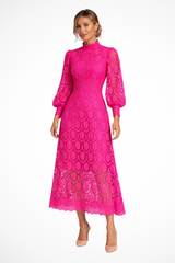 Mathilde | Long Sleeve Lace Midi Dress