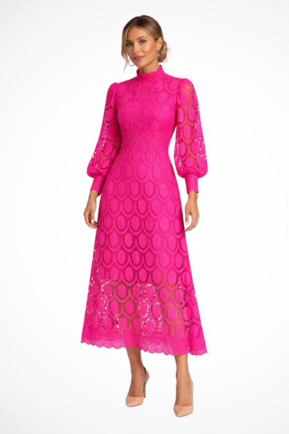 Mathilde | Long Sleeve Lace Midi Dress