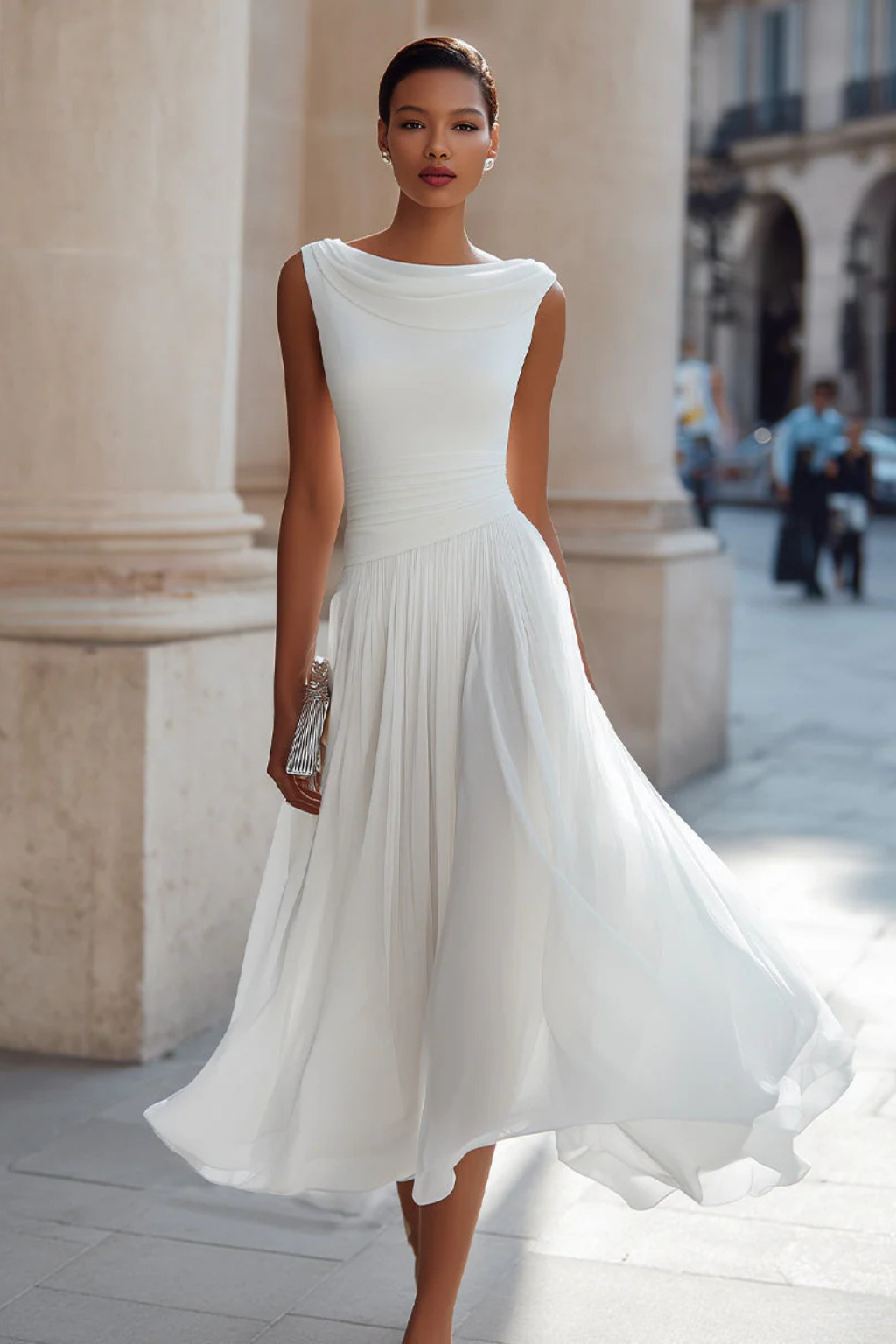 Seraphina | Draped Pleated Midi Dress