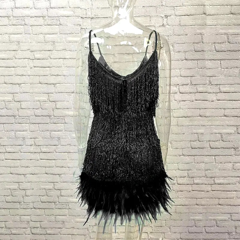 Fleur | Pink Feather Sequin Mini Dress