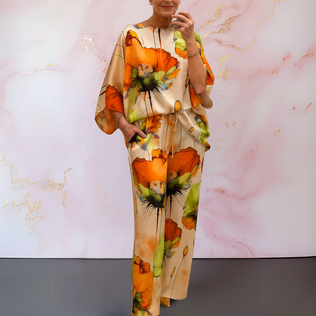 Solenne | Printed Top & Wide-Leg Pants Set