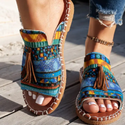Maïté | Tasseled Flat Slide Sandals