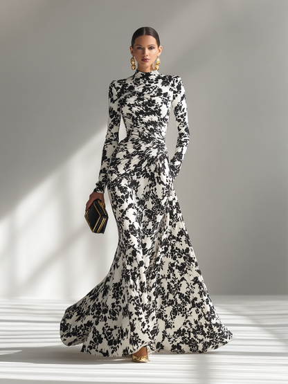 Corinne | High-Neck Floral Print Maxi Dress