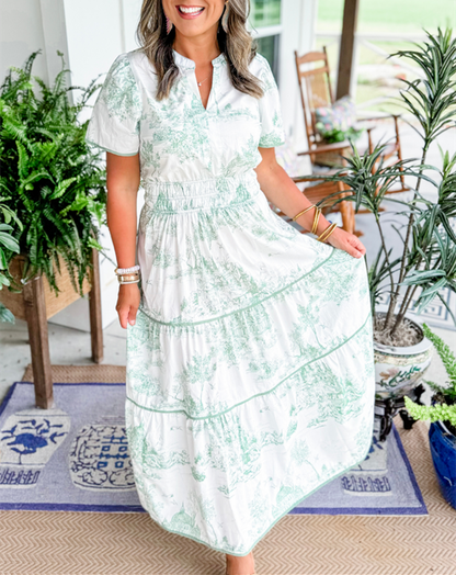 Elviana | Toile Smocked Maxi Dress