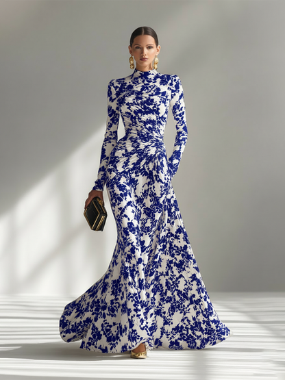 Corinne | High-Neck Floral Print Maxi Dress
