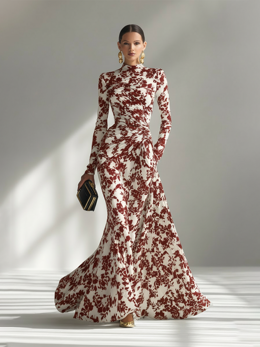 Corinne | High-Neck Floral Print Maxi Dress