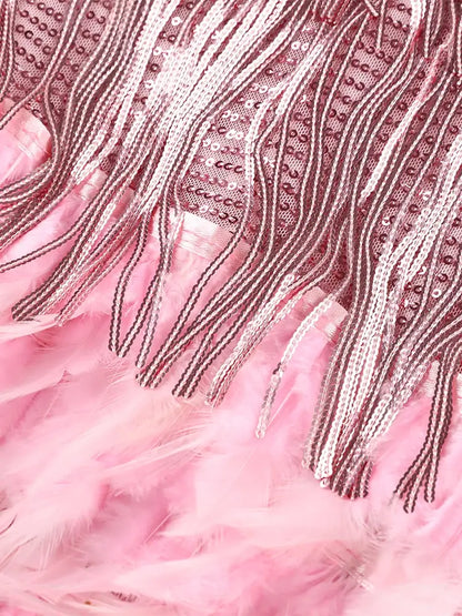 Fleur | Pink Feather Sequin Mini Dress