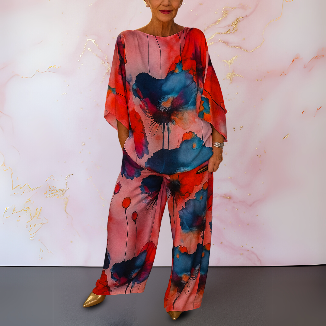 Solenne | Printed Top & Wide-Leg Pants Set