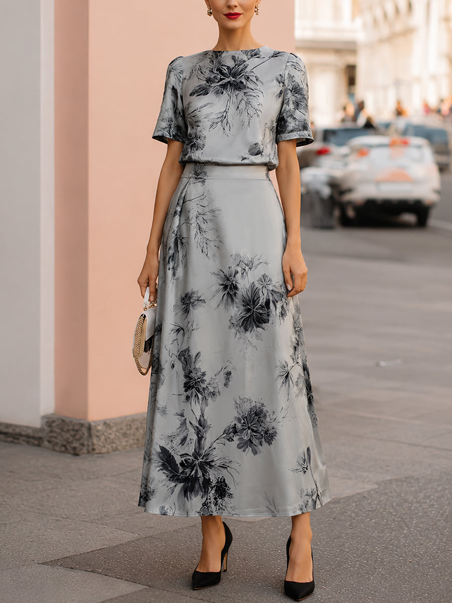 Celeste | Floral Top and Maxi Skirt Set