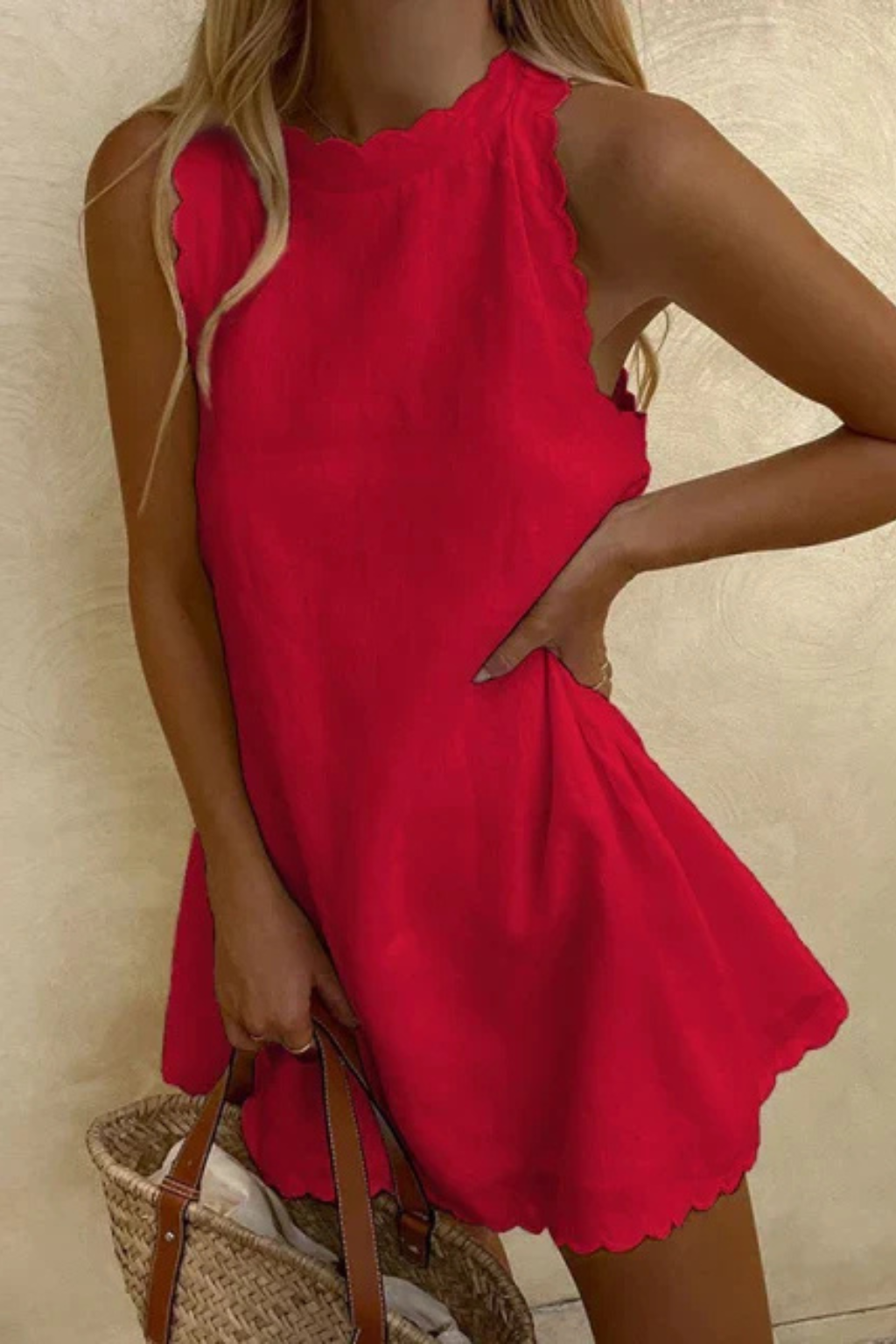 Eloise | Sleeveless Scallop Hem Mini Dress