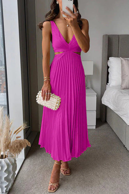 Elowen | Pleated Cut-Out Wedding Guest Maxi Dress