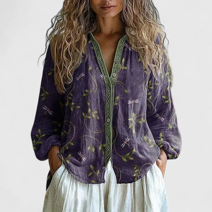 Marguerite | Leaf Print Blouse