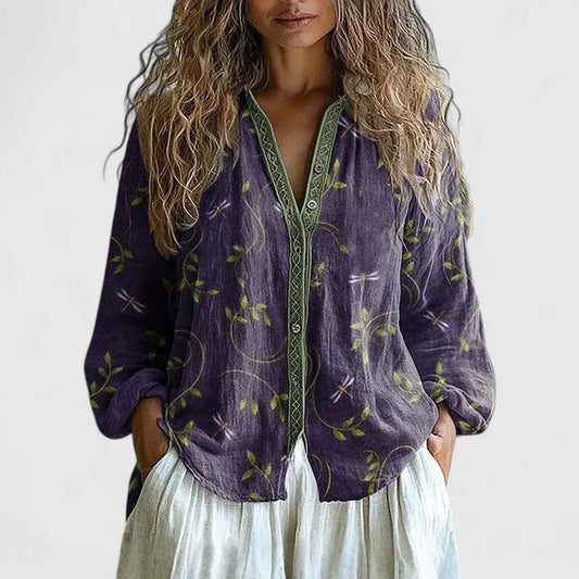 Marguerite | Leaf Print Blouse