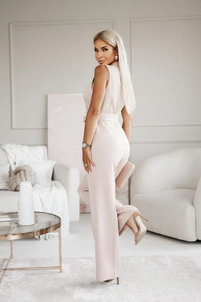 Renata | Belted Wrap Neck Jumpsuit