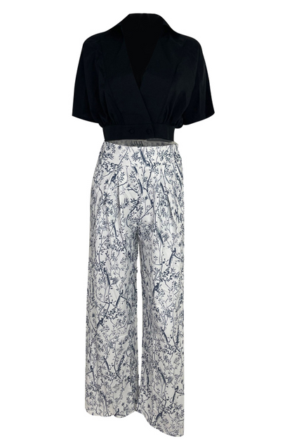 Nerelle | Printed Wide-Leg Two-Piece Set