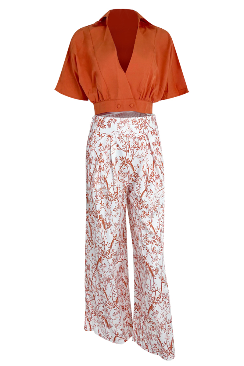 Nerelle | Printed Wide-Leg Two-Piece Set