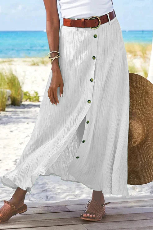 Maribel | High Waist Button Front Maxi Skirt