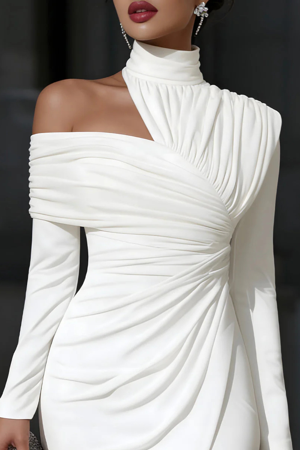 Thalia | One Shoulder Draped Midi Dress