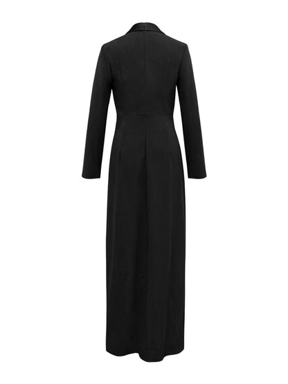 Lena | Black Deep V Twist-Front Maxi Dress