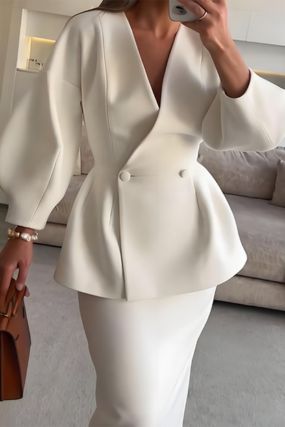 Liana | V-Neck Button Top and Trouser Set