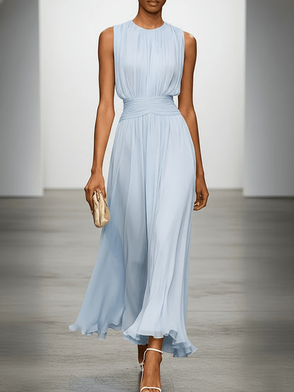 Rosemary | Ruched Waist Pleated Wedding Guest Maxi Dress