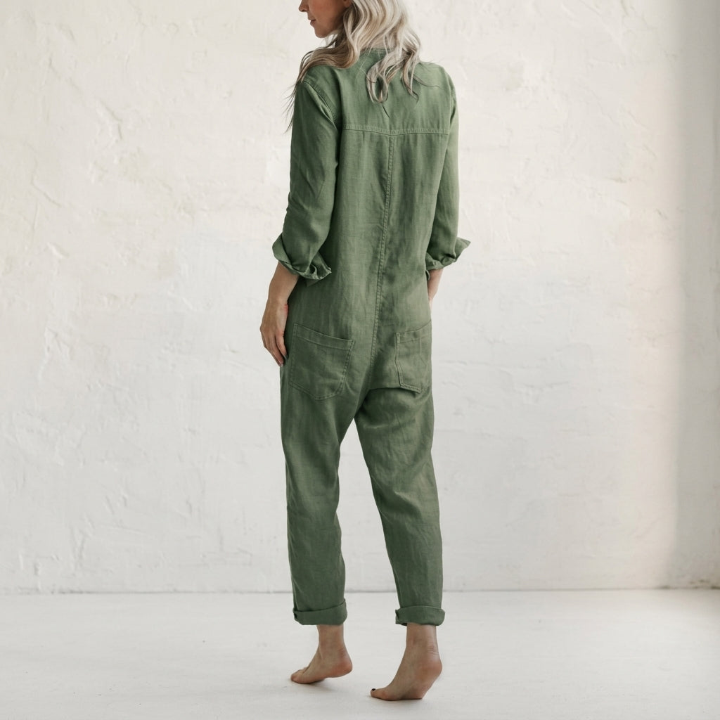 Elvinne | Button-Front Wide-Leg Jumpsuit