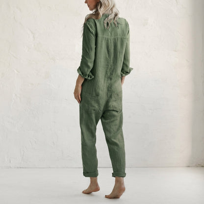 Elvinne | Button-Front Wide-Leg Jumpsuit