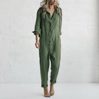 Elvinne | Button-Front Wide-Leg Jumpsuit