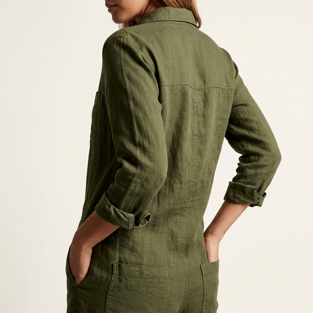 Elvinne | Button-Front Wide-Leg Jumpsuit
