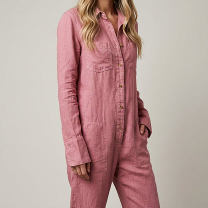 Elvinne | Button-Front Wide-Leg Jumpsuit
