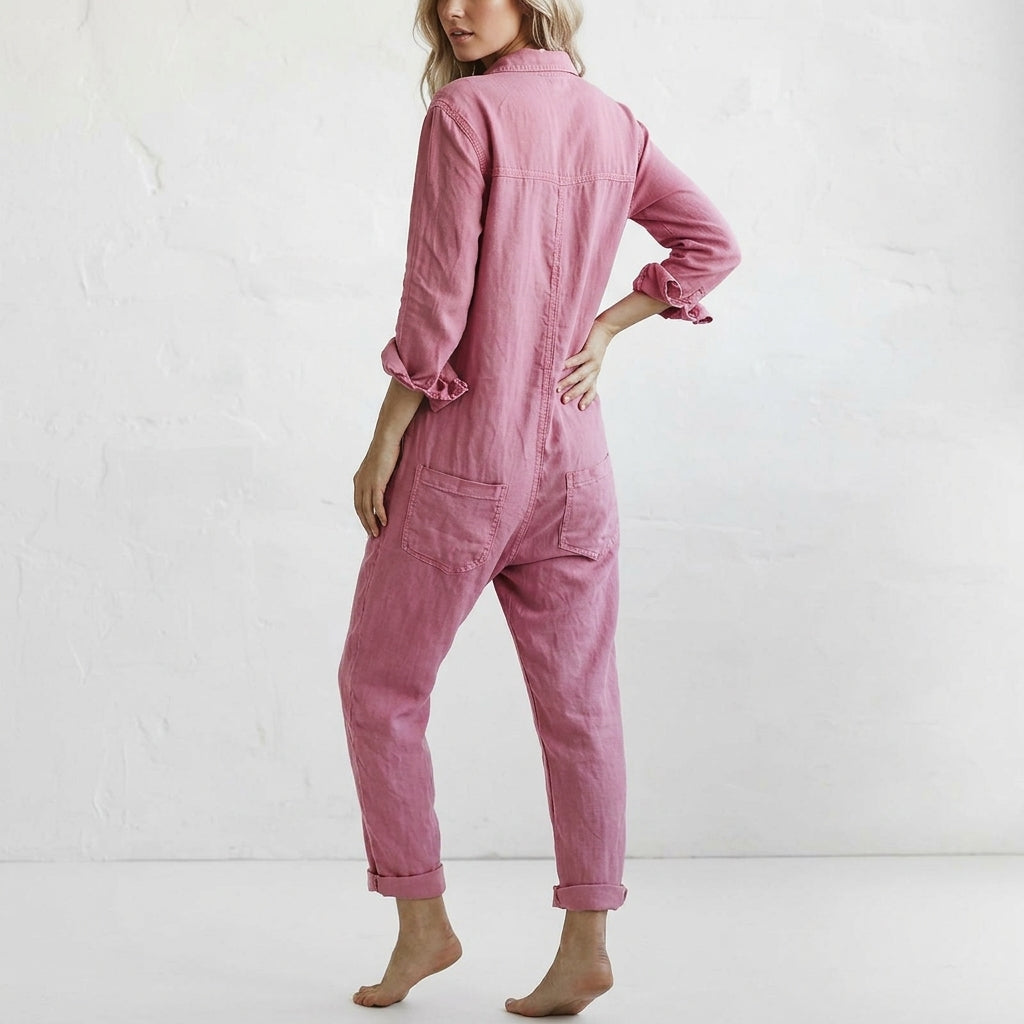 Elvinne | Button-Front Wide-Leg Jumpsuit