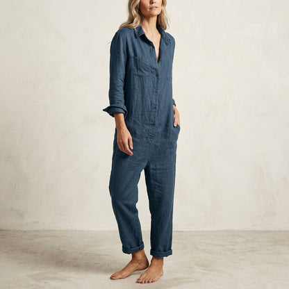 Elvinne | Button-Front Wide-Leg Jumpsuit