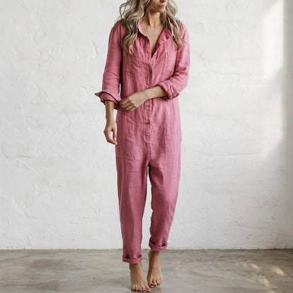 Elvinne | Button-Front Wide-Leg Jumpsuit