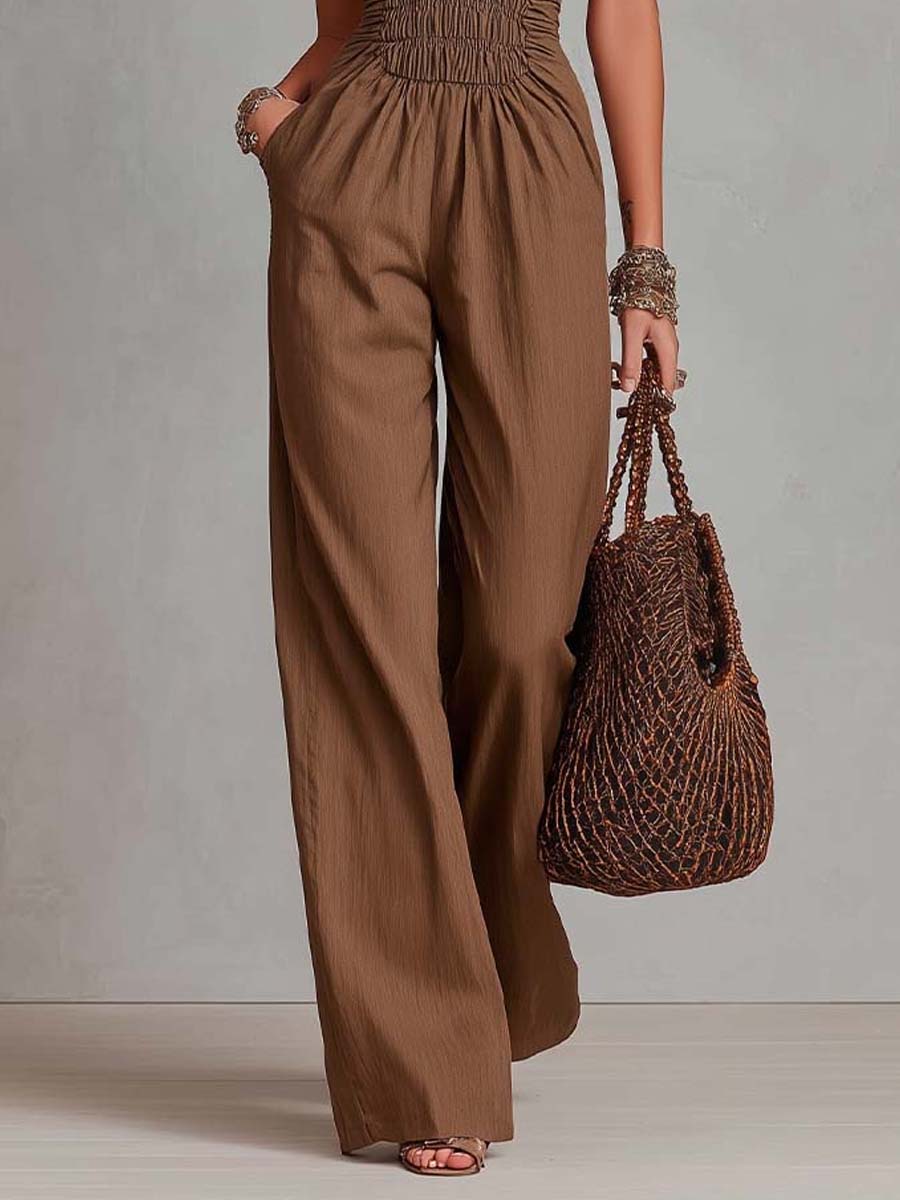 Talitha | Halter Smocked Wide-Leg Jumpsuit