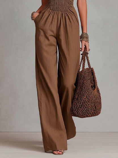 Talitha | Halter Smocked Wide-Leg Jumpsuit