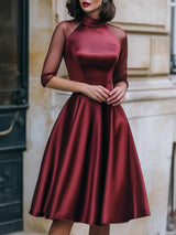 Caladrielle | Mesh Sleeve Satin Midi Dress