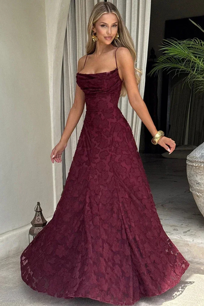 Iris | Floral Jacquard Wedding Guest Maxi Dress