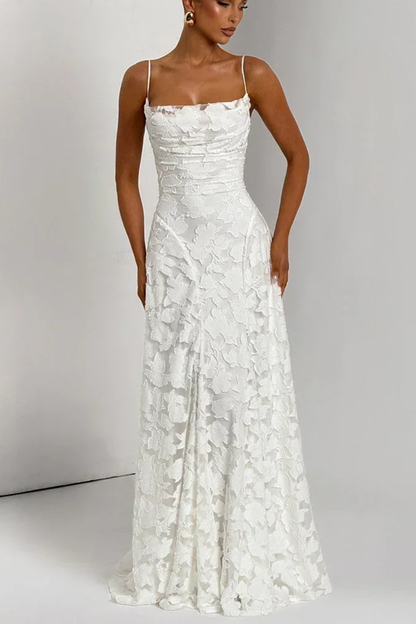 Iris | Floral Jacquard Wedding Guest Maxi Dress