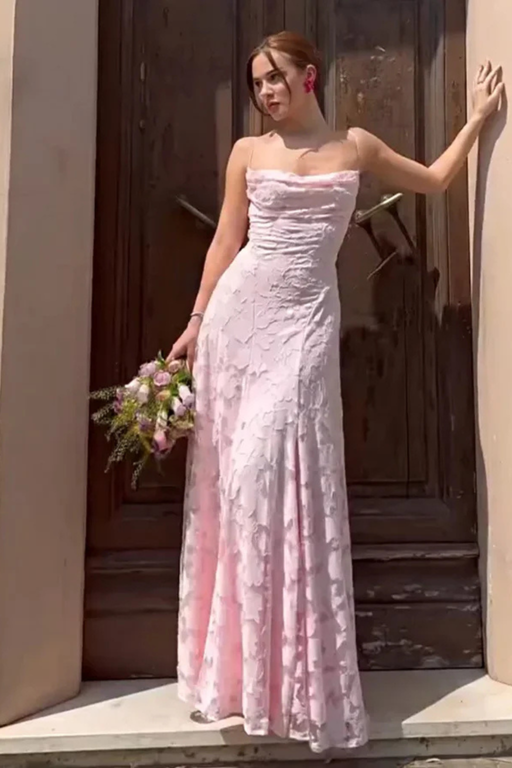 Iris | Floral Jacquard Wedding Guest Maxi Dress