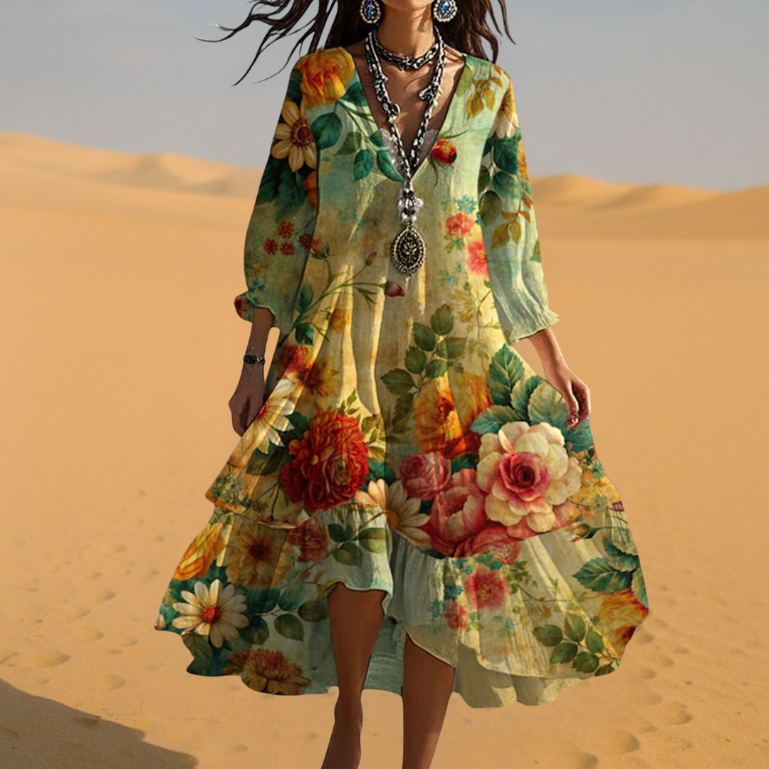Ottilie | Boho Floral Tiered Midi Dress