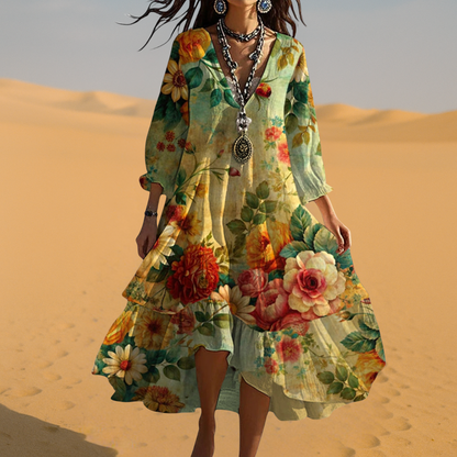 Ottilie | Boho Floral Tiered Midi Dress