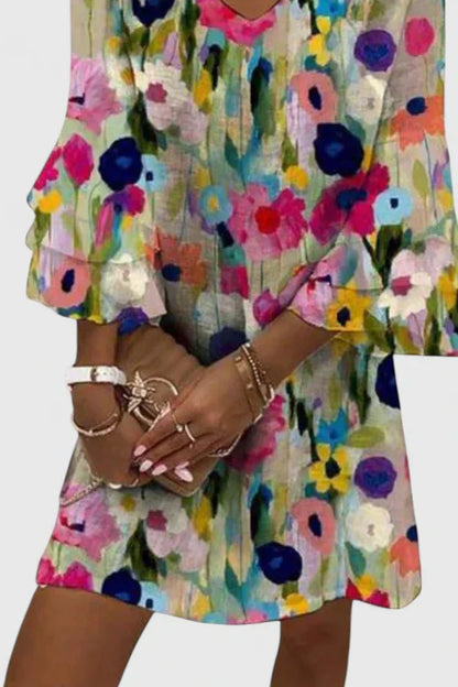 Elviera | Floral V Neck Mini Dress