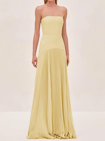 Sorelle | Strapless Pleated Maxi Dress