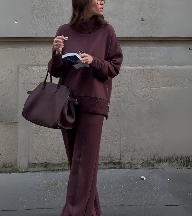 Ingeborg | High-Neck Top & Wide-Leg Trouser Set