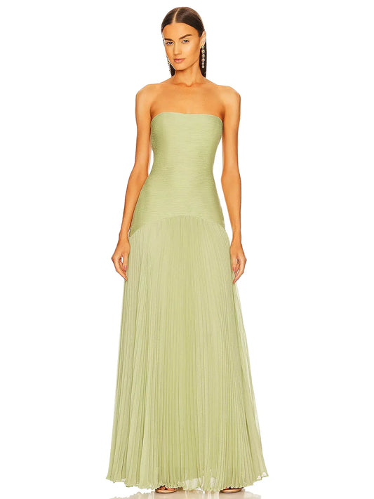 Sorelle | Strapless Pleated Maxi Dress