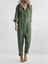 Renelle | Button-Front Utility Jumpsuit