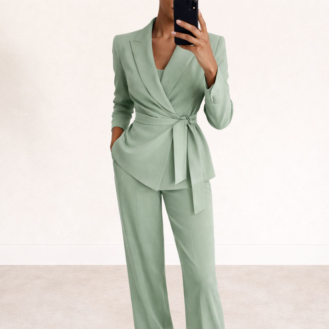 Wibke | Tie-Front Blazer & Wide-Leg Trouser Set
